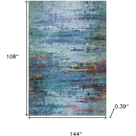Blue And Purple Abstract Washable Area Rug With UV Protection Photo 9