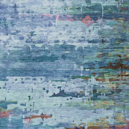 Blue And Purple Abstract Washable Area Rug With UV Protection Photo 3