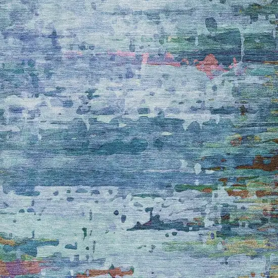 Blue And Purple Abstract Washable Area Rug With UV Protection Photo 3