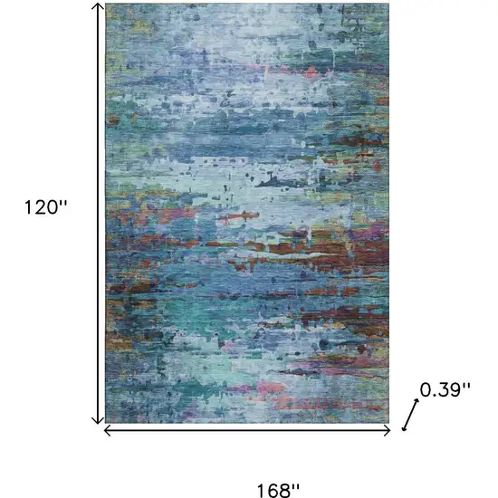 Blue And Purple Abstract Washable Area Rug With UV Protection Photo 9
