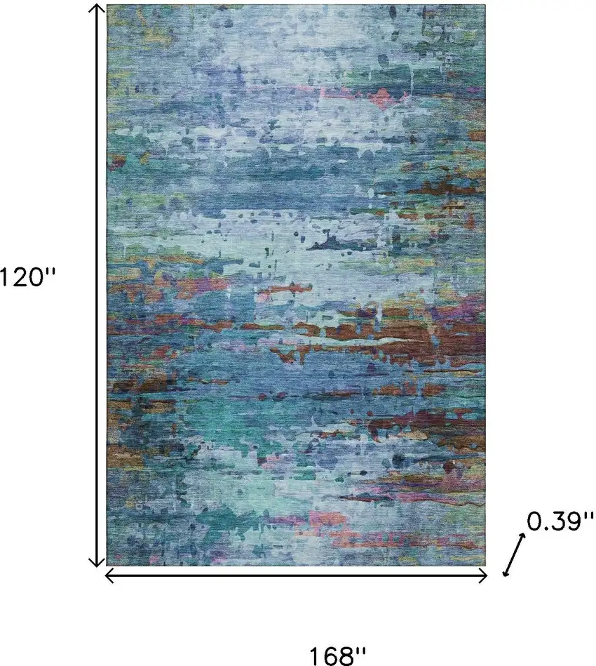 Blue And Purple Abstract Washable Area Rug With UV Protection Photo 9