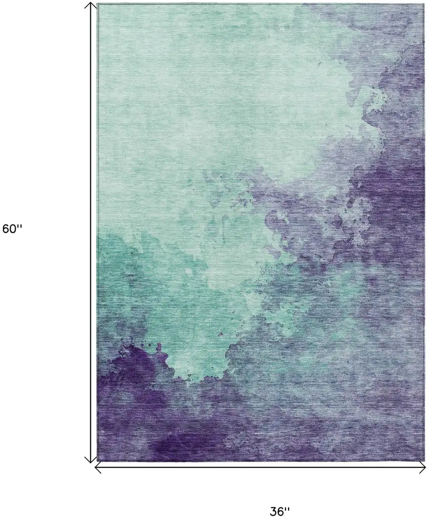 Blue And Purple Abstract Washable Indoor Outdoor Area Rug Photo 7
