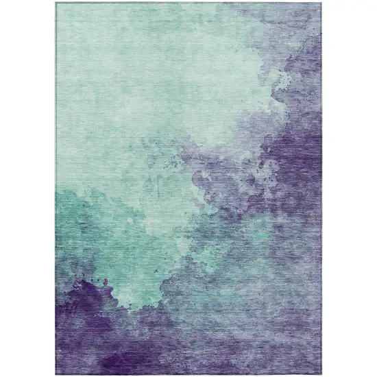 Blue And Purple Abstract Washable Indoor Outdoor Area Rug Photo 2