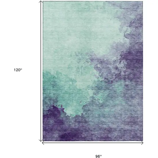 Blue And Purple Abstract Washable Indoor Outdoor Area Rug Photo 7