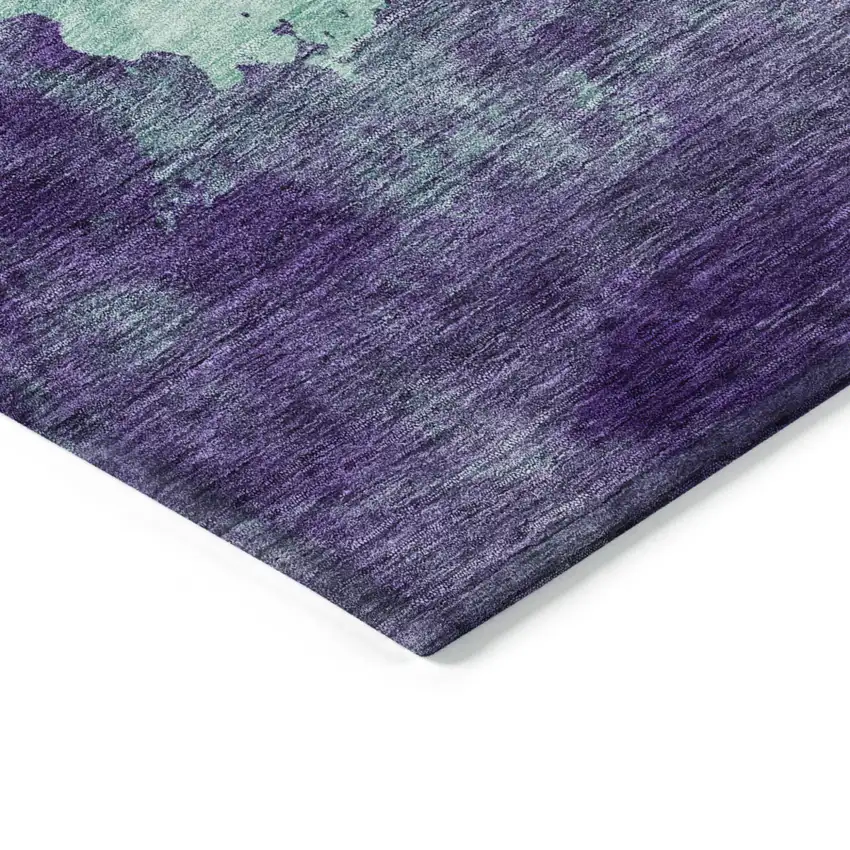 Blue And Purple Abstract Washable Indoor Outdoor Area Rug Photo 4