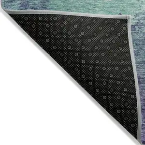 Photo of Blue And Purple Abstract Washable Indoor Outdoor Area Rug