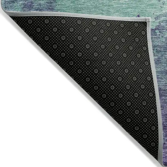 Blue And Purple Abstract Washable Indoor Outdoor Area Rug Photo 3