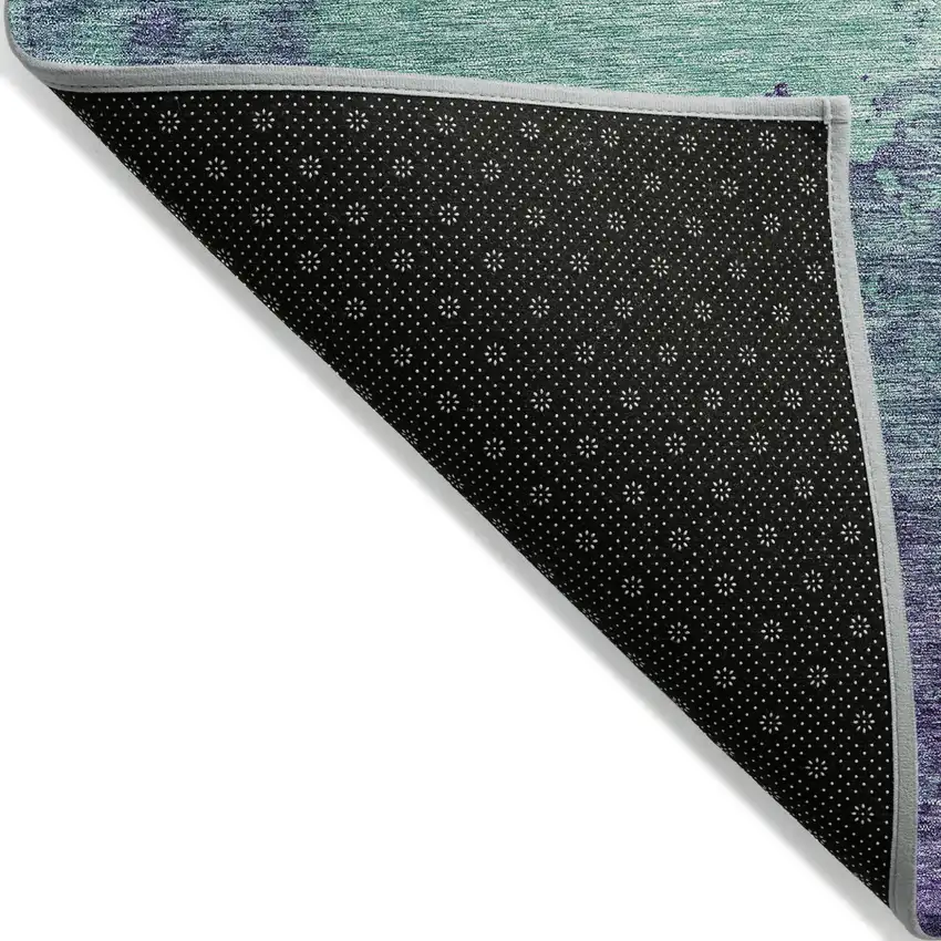 Blue And Purple Abstract Washable Indoor Outdoor Area Rug Photo 3