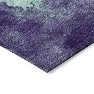Photo of Blue And Purple Abstract Washable Indoor Outdoor Area Rug