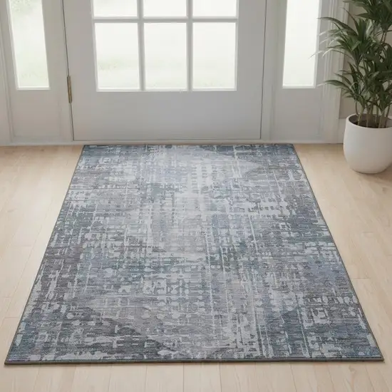 Blue And Purple Geometric Washable Area Rug With UV Protection Photo 2