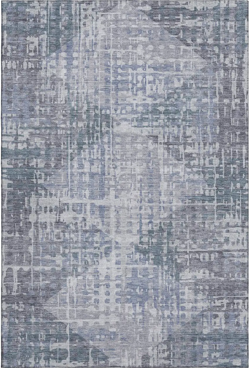 Blue And Purple Geometric Washable Area Rug With UV Protection Photo 1