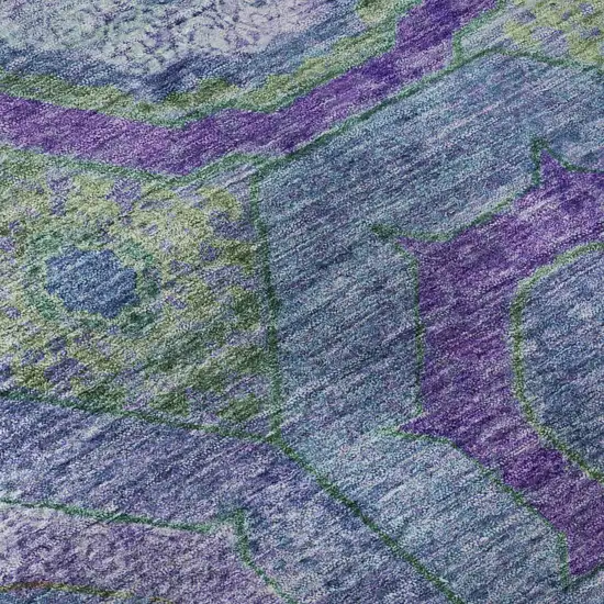 Blue And Purple Geometric Washable Area Rug With UV Protection Photo 8