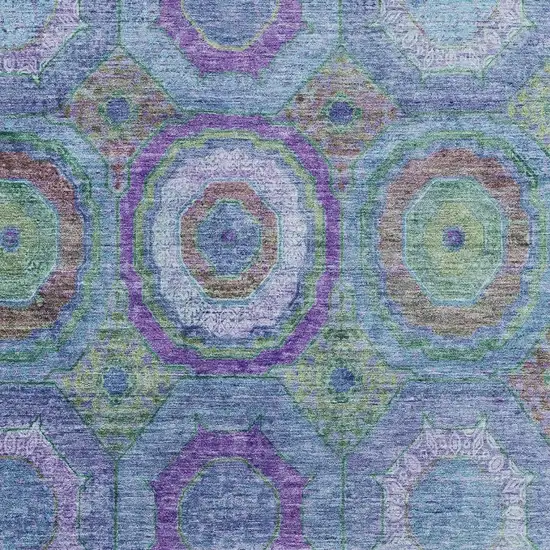 Blue And Purple Geometric Washable Area Rug With UV Protection Photo 3