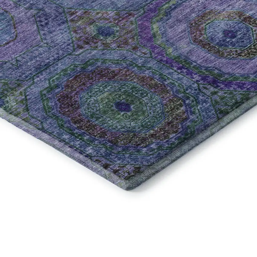Blue And Purple Geometric Washable Area Rug With UV Protection Photo 6