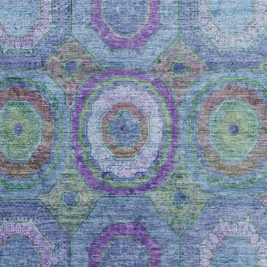 Blue And Purple Geometric Washable Area Rug With UV Protection Photo 3