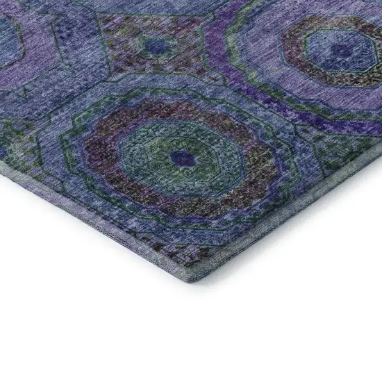 Blue And Purple Geometric Washable Area Rug With UV Protection Photo 7