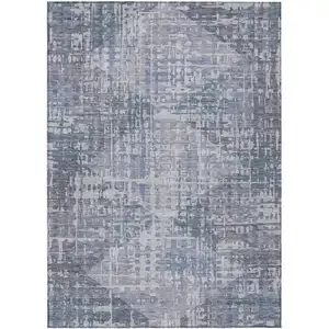 Photo of Blue And Purple Geometric Washable Indoor Outdoor Area Rug