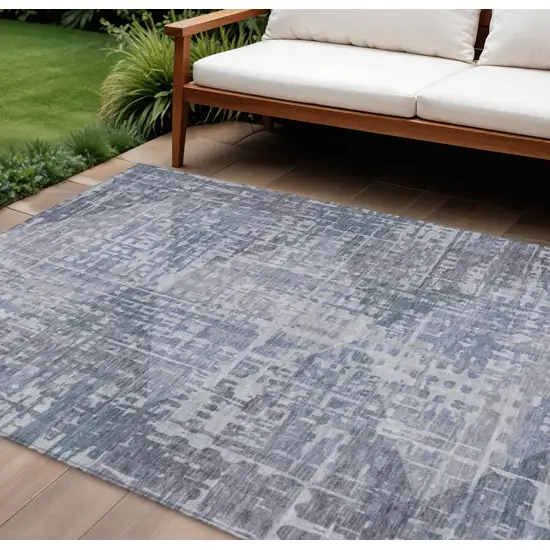 Blue And Purple Geometric Washable Indoor Outdoor Area Rug Photo 2
