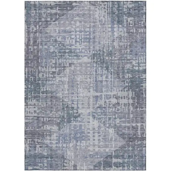 Blue And Purple Geometric Washable Indoor Outdoor Area Rug Photo 3