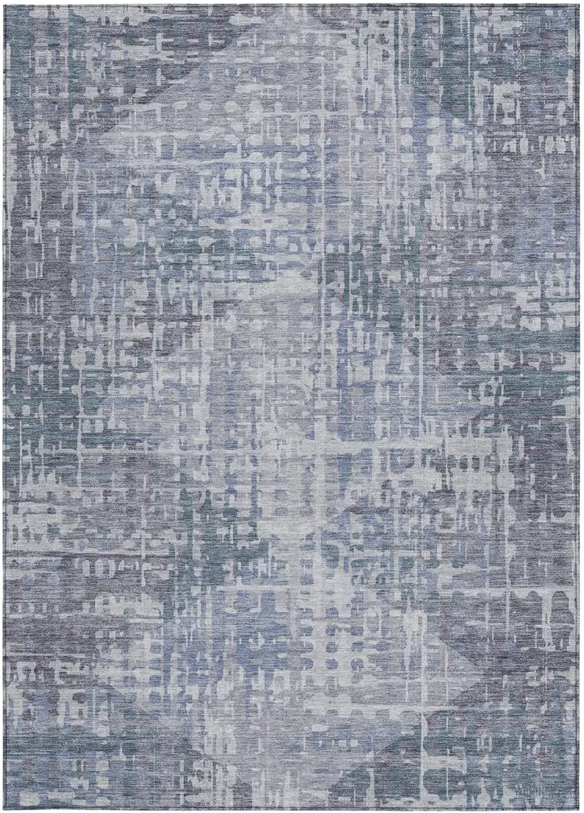 Blue And Purple Geometric Washable Indoor Outdoor Area Rug Photo 3