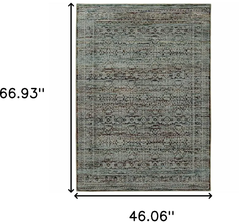 Blue And Purple Oriental Power Loom Stain Resistant Area Rug Photo 3