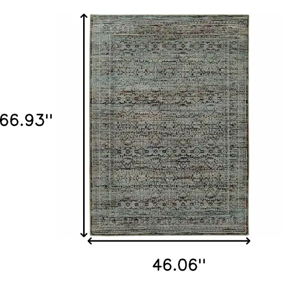 Blue Green Oriental Power Loom Area Rug Photo 3