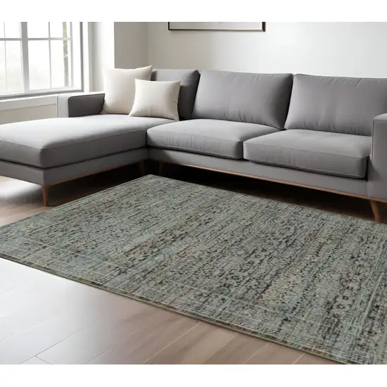 Blue Green Oriental Power Loom Area Rug Photo 1