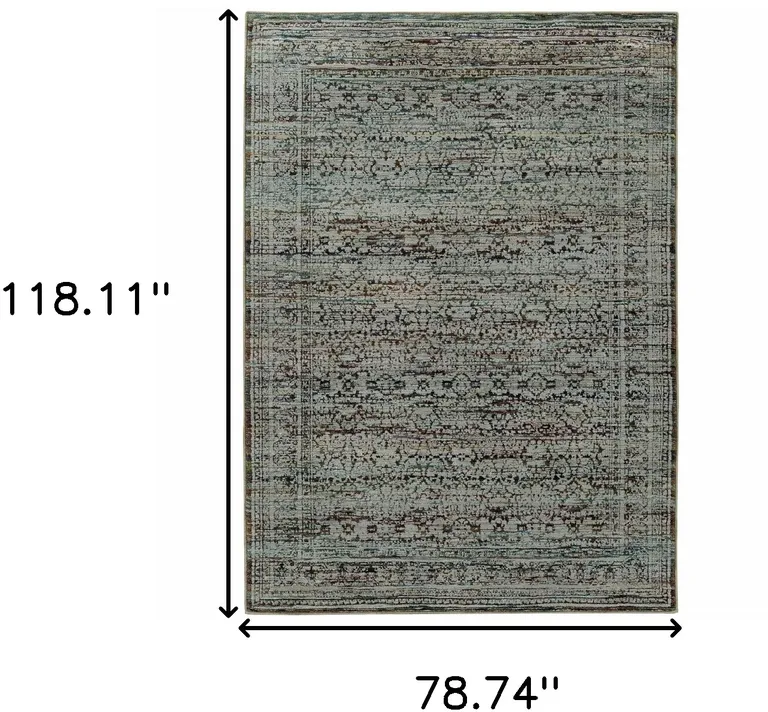Blue And Purple Oriental Power Loom Stain Resistant Area Rug Photo 3