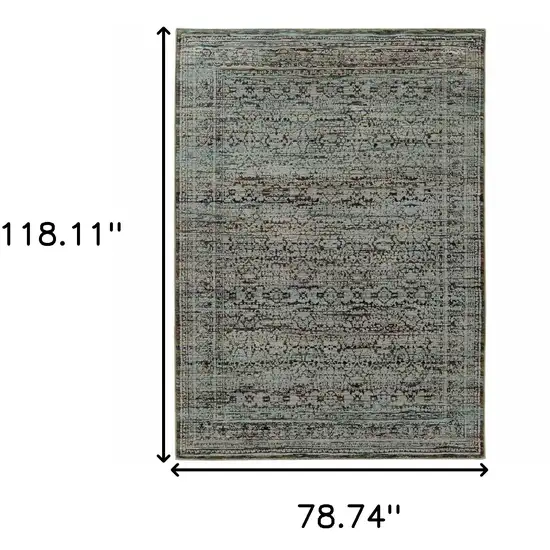 Blue Green Oriental Power Loom Area Rug Photo 3