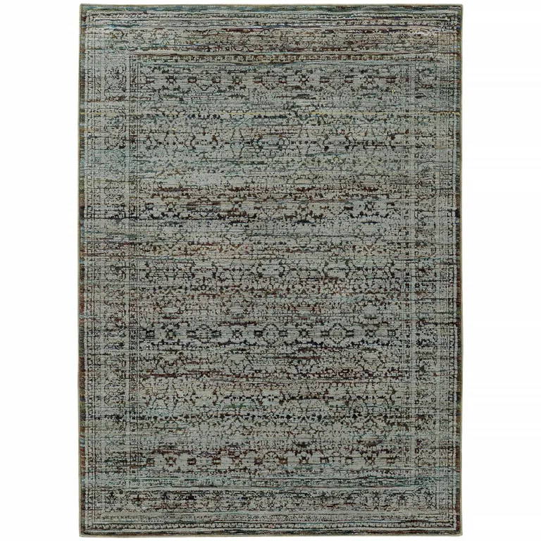 Blue And Purple Oriental Power Loom Stain Resistant Area Rug Photo 2