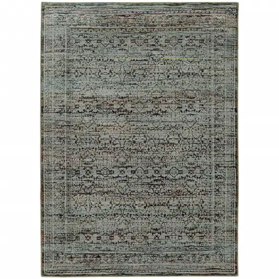 Blue Green Oriental Power Loom Area Rug Photo 2