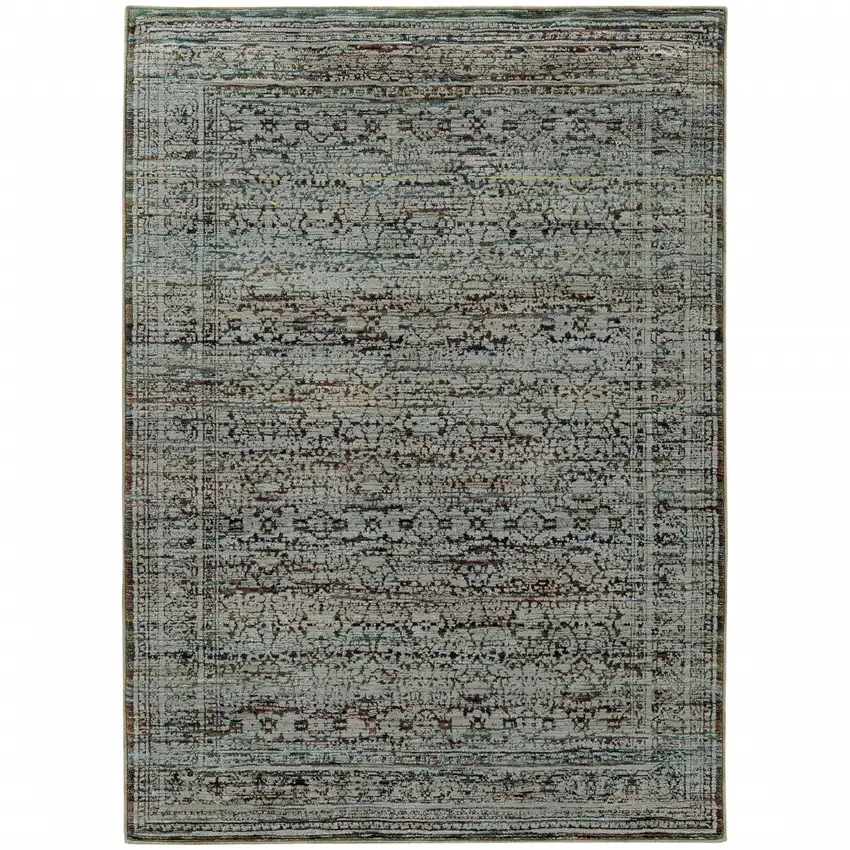 Blue Green Oriental Power Loom Area Rug Photo 2