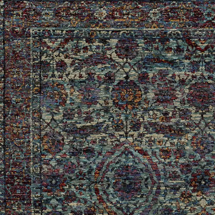 Blue and Purple Oriental Power Loom Area Rug Photo 4