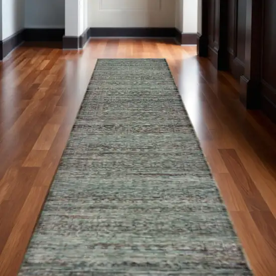 12' Blue And Purple Oriental Runner Rug Photo 1