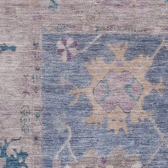 Blue And Purple Oriental Washable Area Rug With UV Protection Photo 3