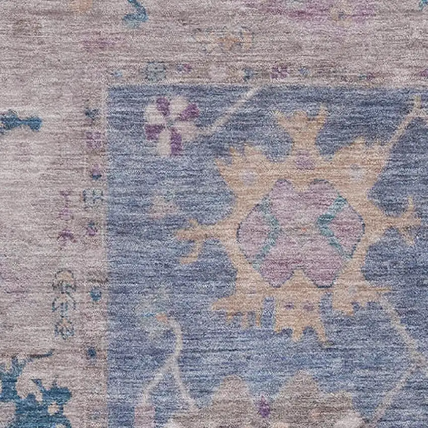 Blue And Purple Oriental Washable Area Rug With UV Protection Photo 3