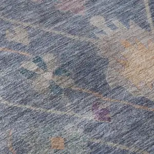 Photo of Blue And Purple Oriental Washable Area Rug With UV Protection