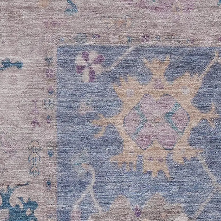 Blue And Purple Oriental Washable Area Rug With UV Protection Photo 3