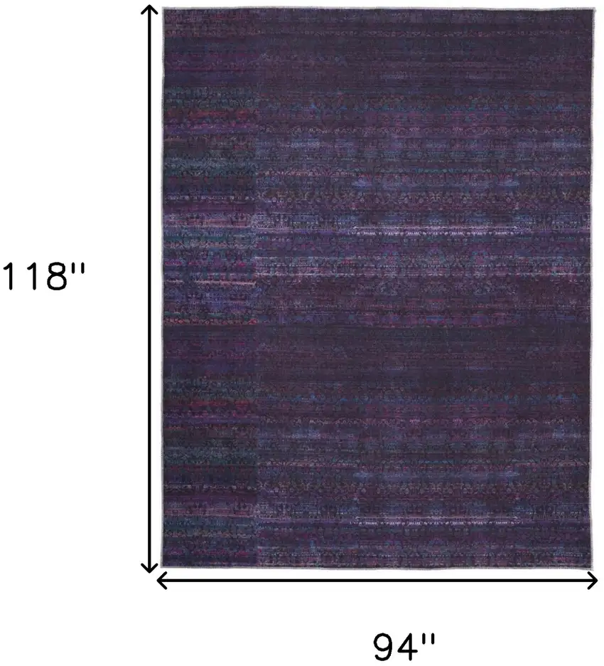 Blue And Purple Striped Power Loom Area Rug Photo 3