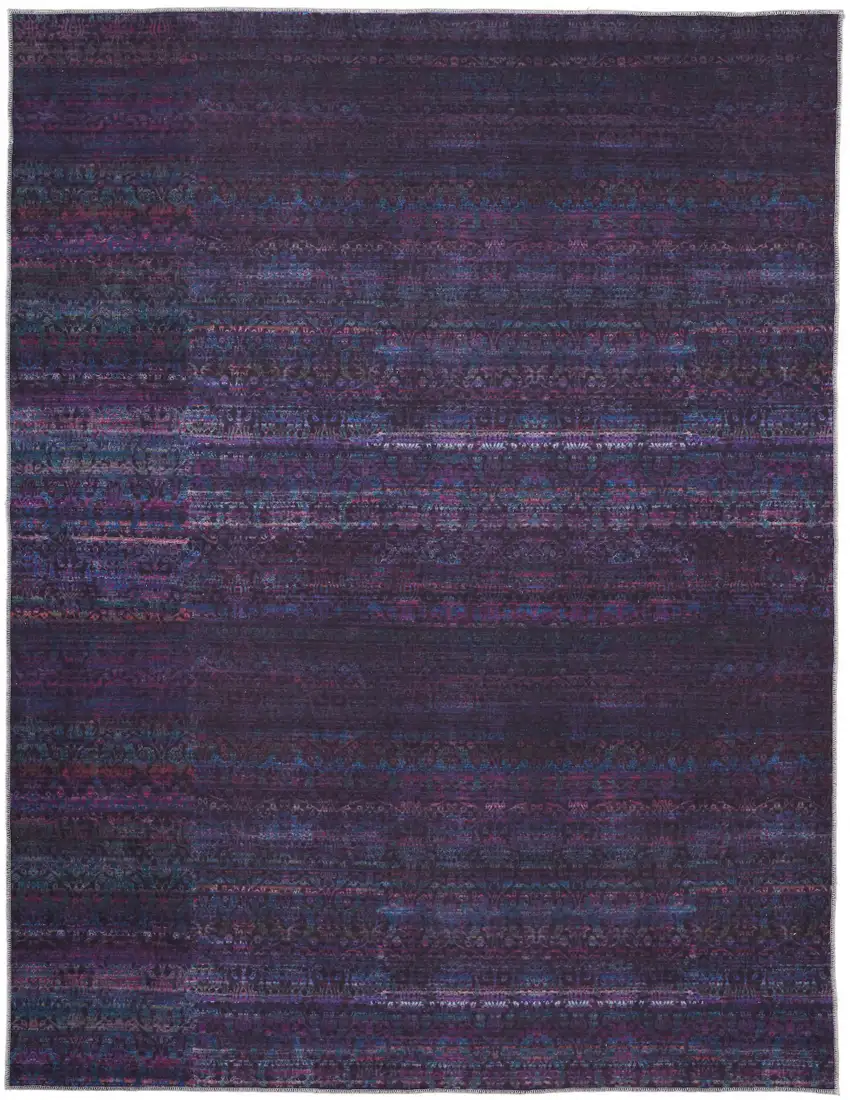 Blue And Purple Striped Power Loom Area Rug Photo 1