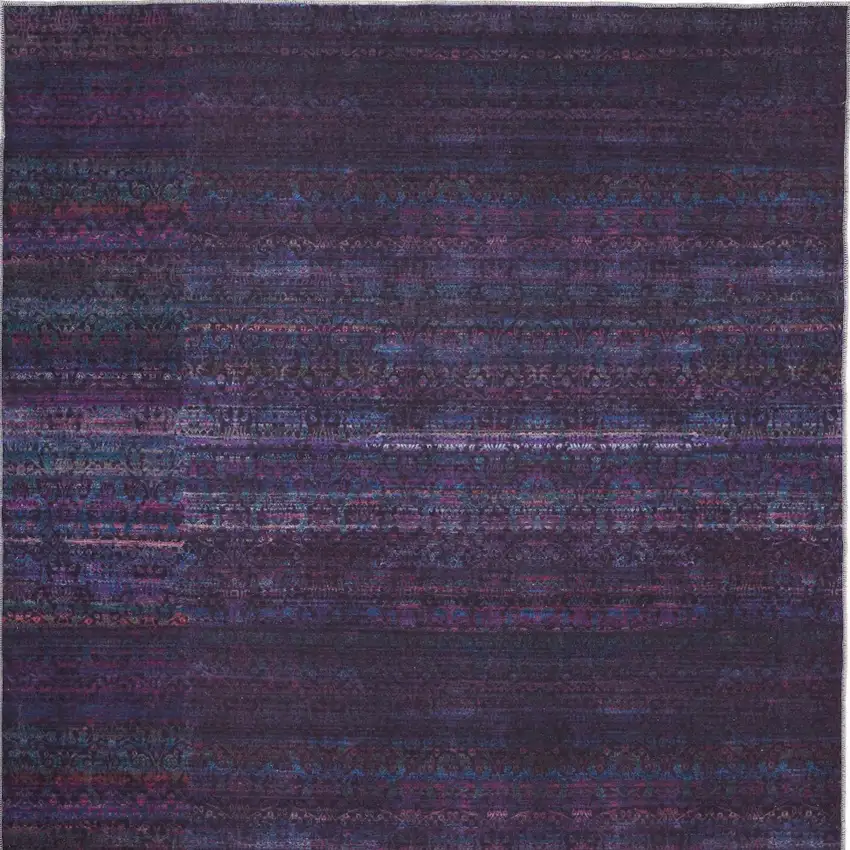 Blue And Purple Striped Power Loom Area Rug Photo 7