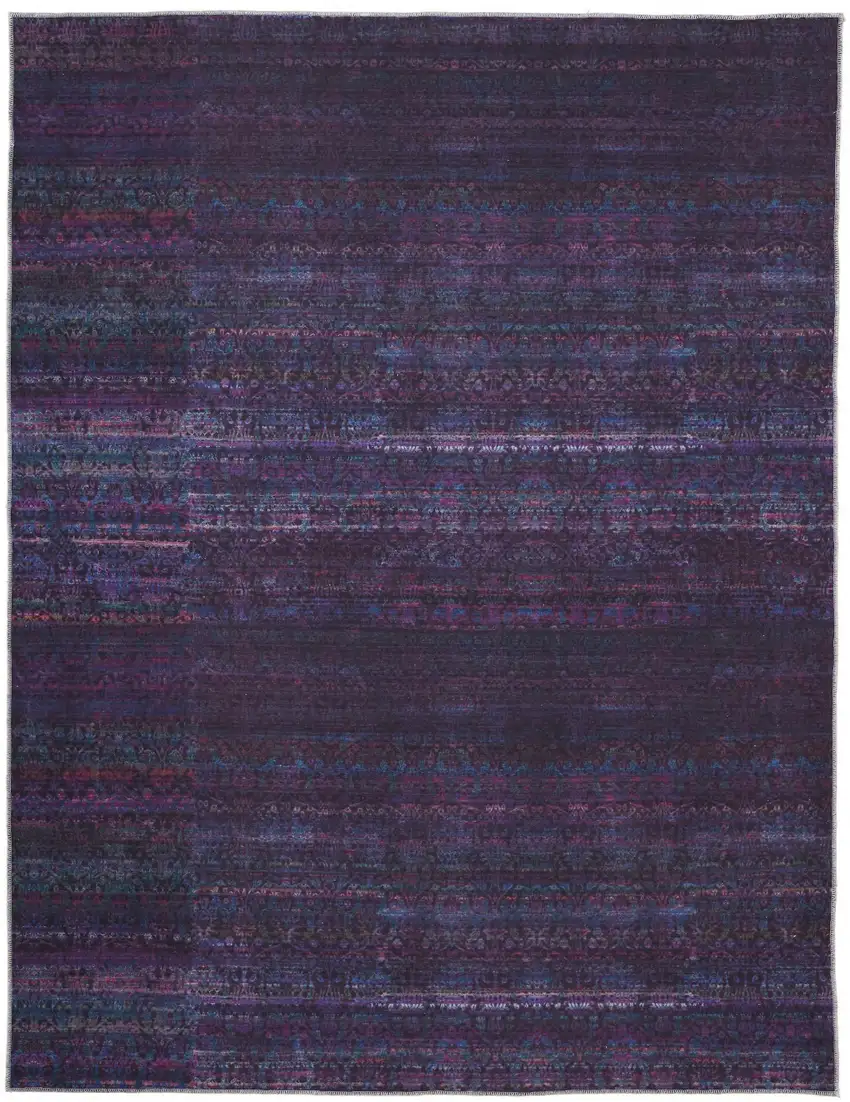 Blue And Purple Striped Power Loom Area Rug Photo 2