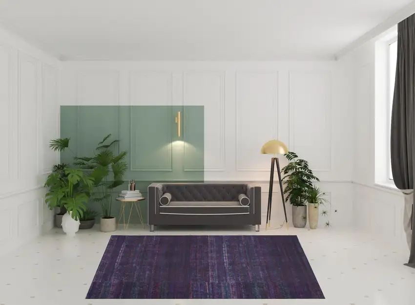 Blue And Purple Striped Power Loom Area Rug Photo 2