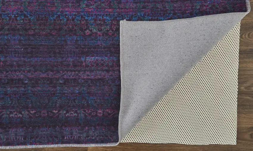 Blue And Purple Striped Power Loom Area Rug Photo 3
