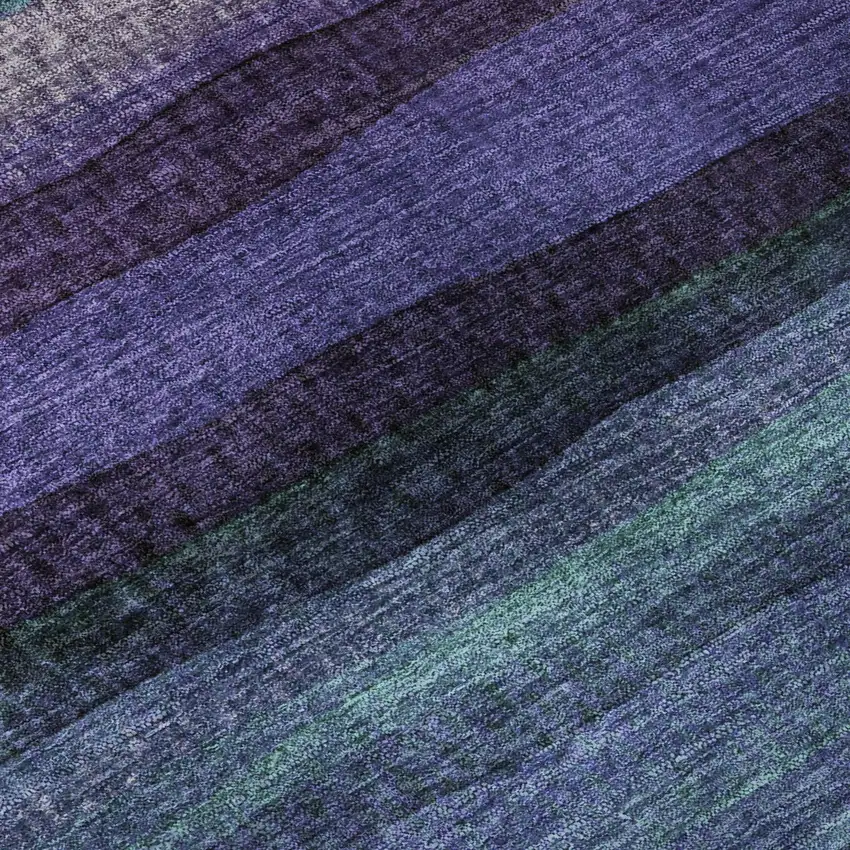 Blue And Purple Striped Washable Area Rug With UV Protection Photo 8