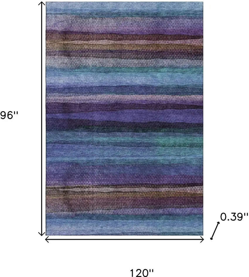 Blue And Purple Striped Washable Area Rug With UV Protection Photo 8