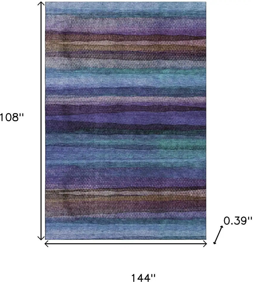 Blue And Purple Striped Washable Area Rug With UV Protection Photo 9