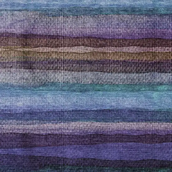 Blue And Purple Striped Washable Area Rug With UV Protection Photo 3