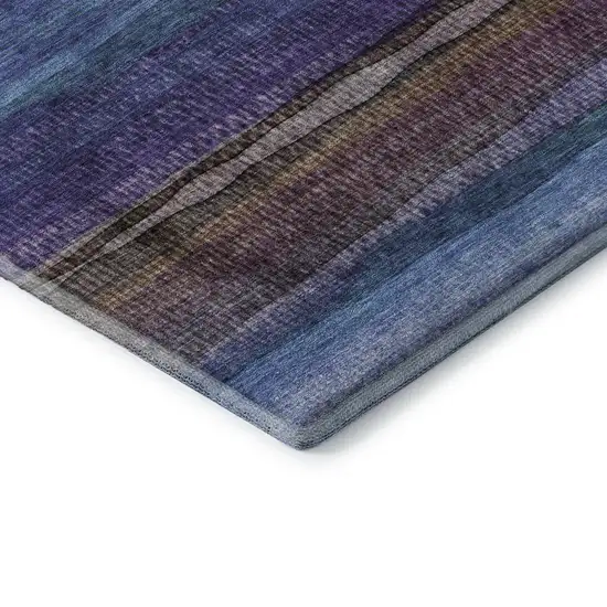 Blue And Purple Striped Washable Area Rug With UV Protection Photo 7