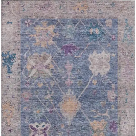 Blue And Purple Tribal Washable Indoor Outdoor Area Rug Photo 3